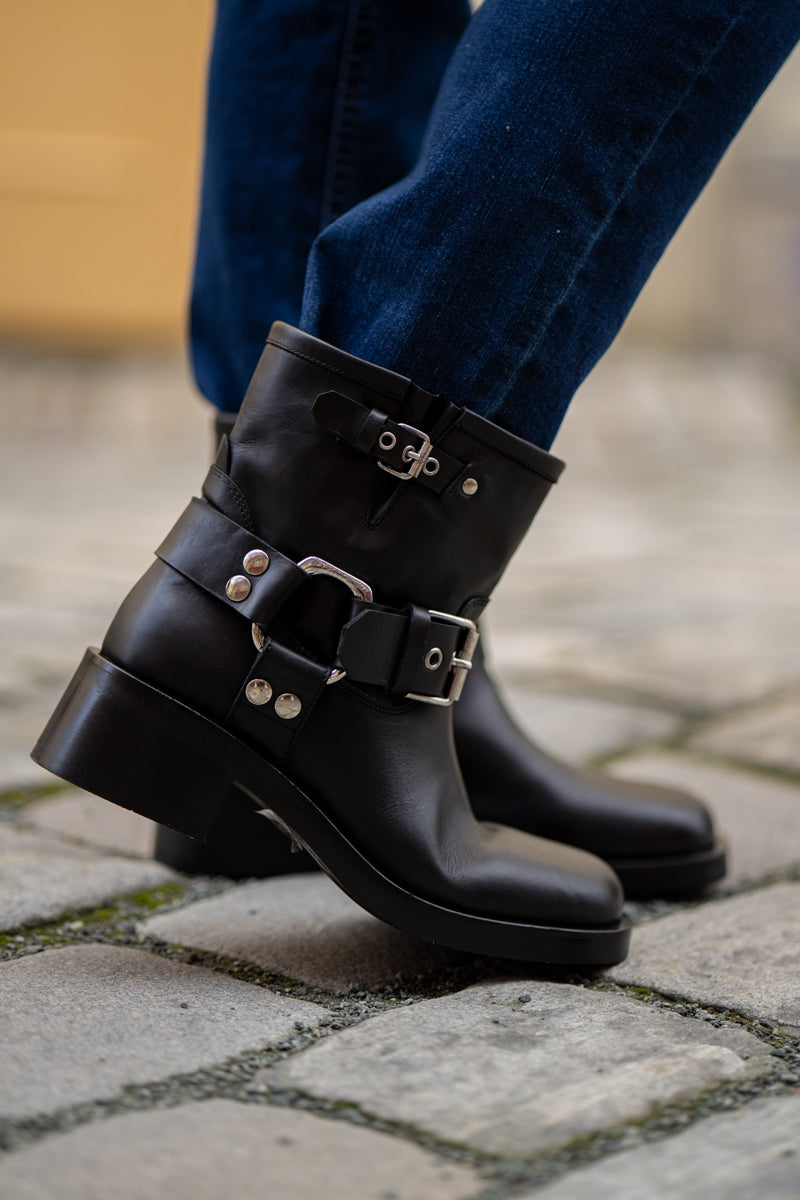 Black Biker Strategia Biker Boots Strategia Sort Kort Boots Med